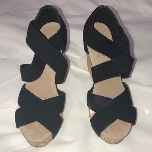 Black Strapped Wedges